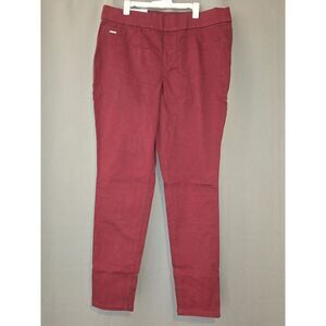 Nine West Women's Stretch Red Denim MidRise Heidi Skinny Pull On‎ Pants Sz 10